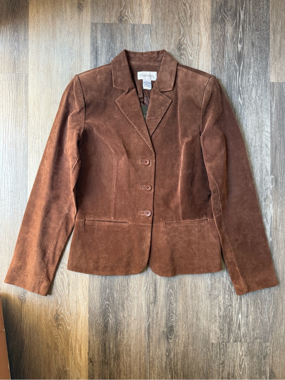 Vintage Chadwicks Dark Brown Suede Tailored Blazer Size 10